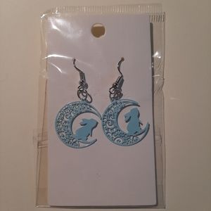 Blue moon bunny rabbit earrings